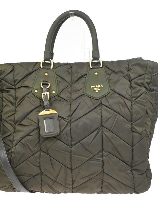 Prada Handbags - PRADA Tessuto 2Way Shoulder Hand Tote Bag Nylon Leather Brown GHW Italy 76KD027